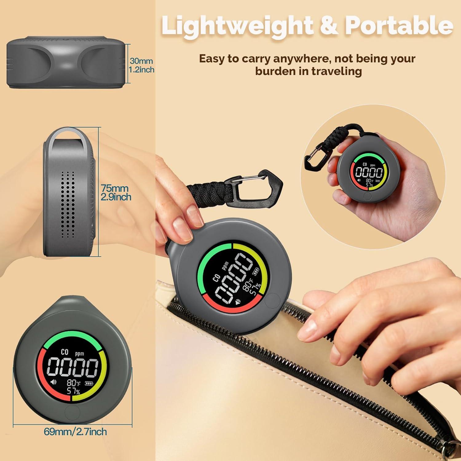 image:imageMOES Portable Carbon Monoxide Detectors Travel CO Monitors with Convenient TypeC Charging amp 120Hr Battery  Compact Magnetic for Proactive Campers RV Life amp TentsGrey