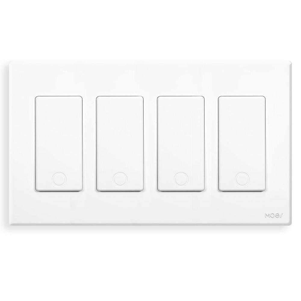 image:imageMOES 2nd Generation WiFi Smart Light Switch Wall Switch 24GHz Neutral Wire Required Smart Life APP Remote Control Compatible with Alexa No Hub Required Black 1 Gang4 Gang White Smart Switch