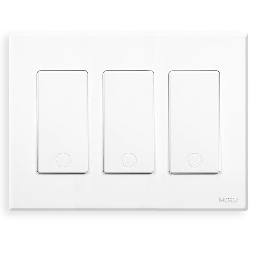image:imageMOES 2nd Generation WiFi Smart Light Switch Wall Switch 24GHz Neutral Wire Required Smart Life APP Remote Control Compatible with Alexa No Hub Required Black 1 Gang3 Gang White Smart Switch