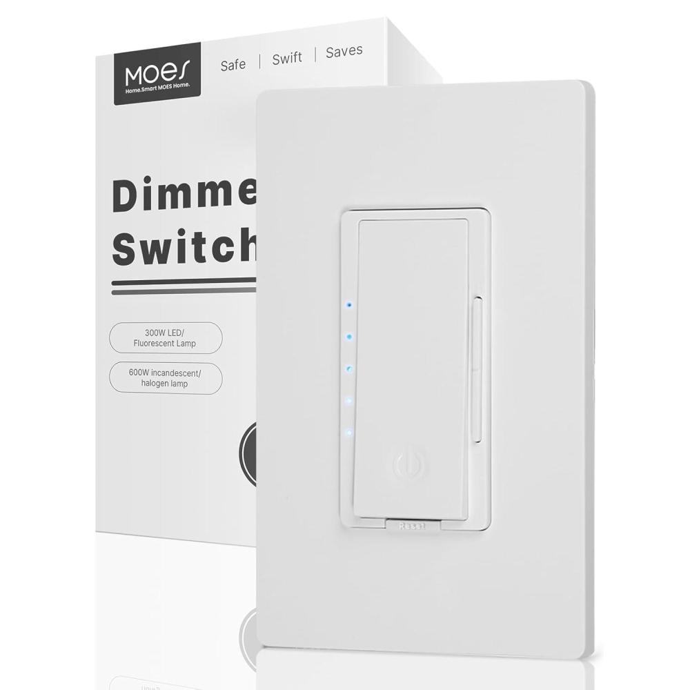 image:imageMOES Digital Dimmer Light Switch 3 Way amp Single Pole Dimmable Switches for LEDCFLIncandescentHalogen 600Watt Max No Neutral Wire Required ONOff Switch with Dimming ButtonsWhite
