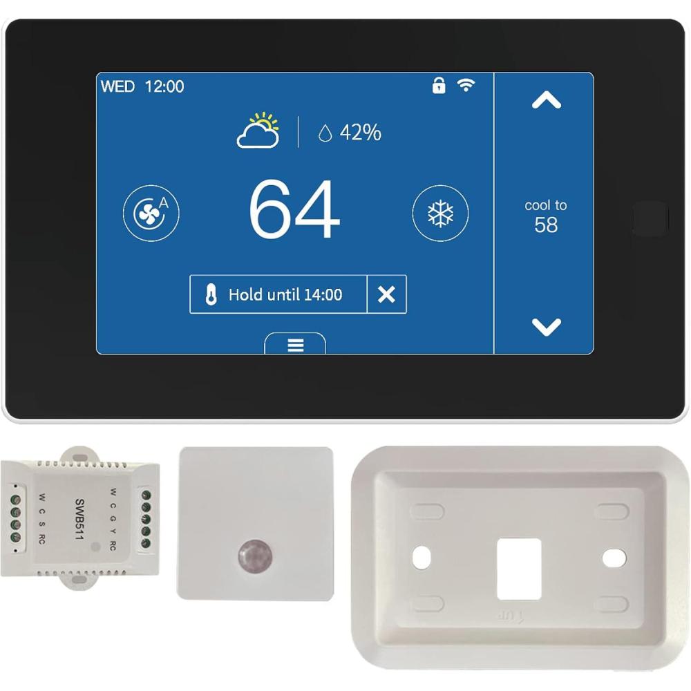 image:imageMOES Smart Programmable Thermostat for Home with Zone Remote Sensor and CWire Adapter TuyaSmart Life Remote Control Work with Alexa and Google Assistant 7 Day Programmable CWire Optional 24VACWiFi Thermostat  Sensor  Cwire