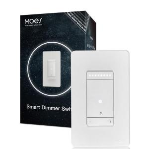 MOES 2nd Generation WiFi Smart Light Switch, Wall Switch 2.4GHz, Neutral Wire Required, Smart Life APP Remote Control, Compatible with Alexa, No Hub Required, Black 1 Gang(1 Gang Dimmer Switch)