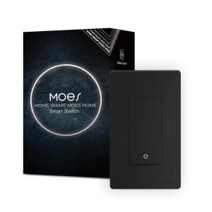 MOES 2nd Generation WiFi Smart Light Switch, Wall Switch 2.4GHz, Neutral Wire Required, Smart Life APP Remote Control, Compatible with Alexa, No Hub Required, Black 1 Gang(1 Gang Black Smart Switch)