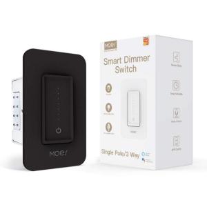 MOES 3 Way Smart Dimmer Switch, Neutral Wire Required, No Hub Required, Remote Control Light Switch Work with Smart Life/Tuya App, Compatible with Alexa and Google Home, ETL & FCC Listed, 1 Pack Black