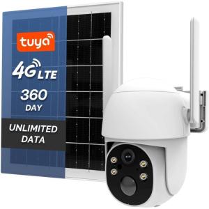 MOES 4G LTE Cellular Solar Security Camera, Lifetime Free Unlimited Data 2K Wireless Outdoor Surveillance, Color Night Vision, AI PIR Motion Sensor Detection, Built-in VSIM Card, 32GB Storage(360Day Unlimited Cellular Data)
