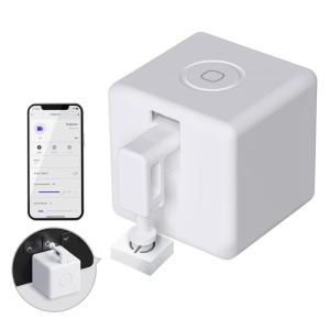 MOES Fingerbot Plus Smart Button Pusher No Wiring Switch, Upgrade with Touch Control, Work with Smart Life App, Add MOES Tuya Bluetooth Hub Make it Compatible with Alexa,Google Home and Timer Control(White)