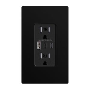 MOES USB Outlet, 3 USB Ports Receptacles(30W 6Amp), 2 Type C & 1 USB A Port, 15 Amp TR Tamper-Resistant Wall Outlets, Screwless Wall Plate Included, Charger Outlets, ETL Listed, White 1 Pack(Black)