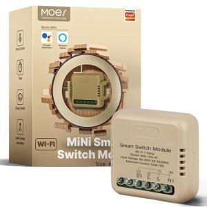 MOES WiFi Smart Relay, Work with Google Assistant & Alexa, Mini Smart Light Switch Module as Home Assistant, No Hub Required, Timer Relay 1 Gang 10A 1PC, Smart Life/Tuya App(1 Gang 10A)