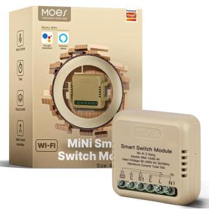 MOES WiFi Smart Relay, Work with Google Assistant & Alexa, Mini Smart Light Switch Module as Home Assistant, No Hub Required, Timer Relay 1 Gang 10A 1PC, Smart Life/Tuya App(2 Gang 10A)