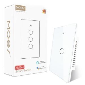 MOES Zigbee Smart Switch 1 Gang, Require MOES Zigbee Hub and Neutral Wire, Inteligente Single Pole Light Switch, Work as Relay, Support Tuya Smart Life, White(White)