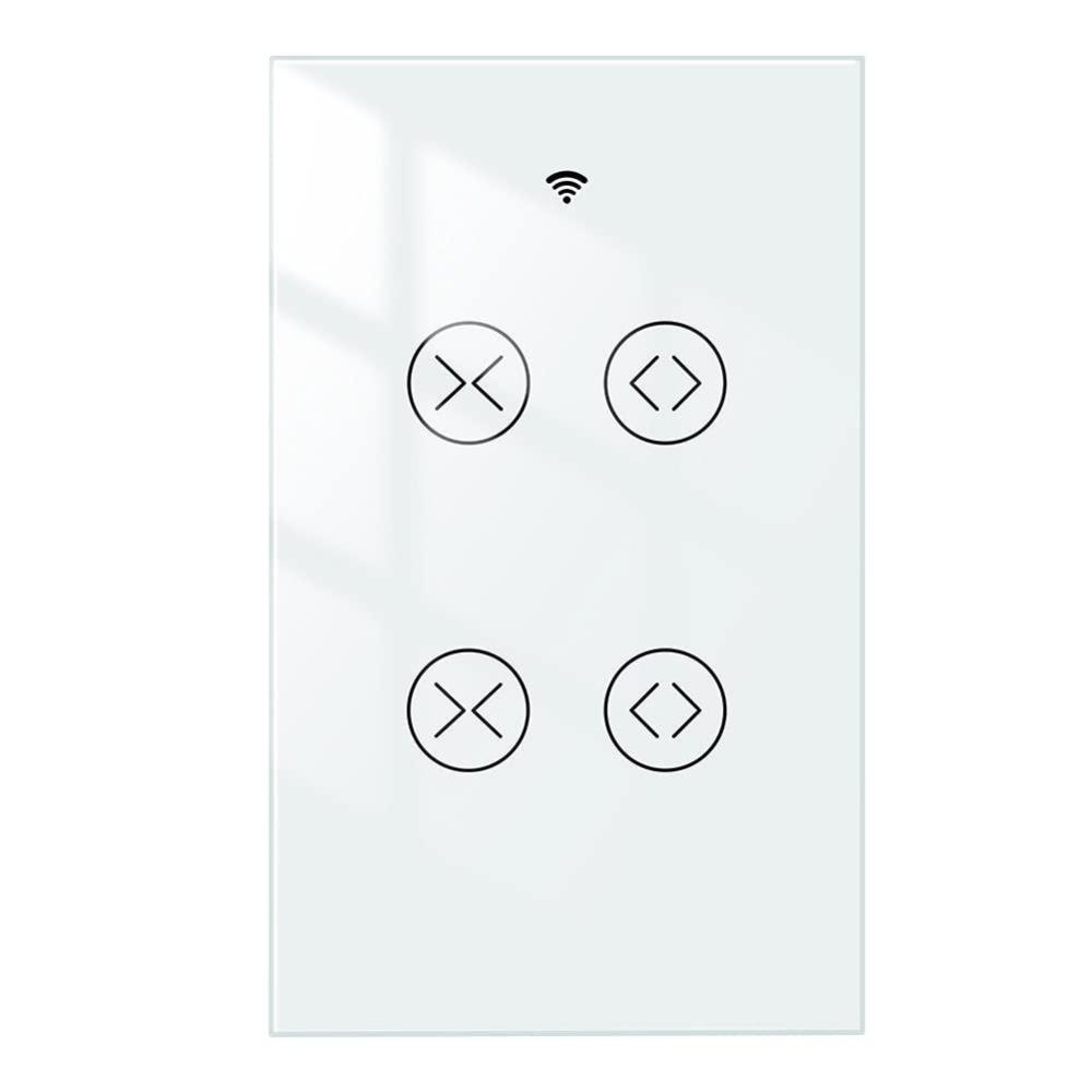 image:imageMOES 24GHz WiFi Wall Touch Smart Switch Neutral Wire Required 3 Way MultiControl Glass Panel Light Switch Work with Smart LifeTuya App RF433 Remote Control Alexa and Google Home White 2 GangWhite 2 Gang Curtain Switch