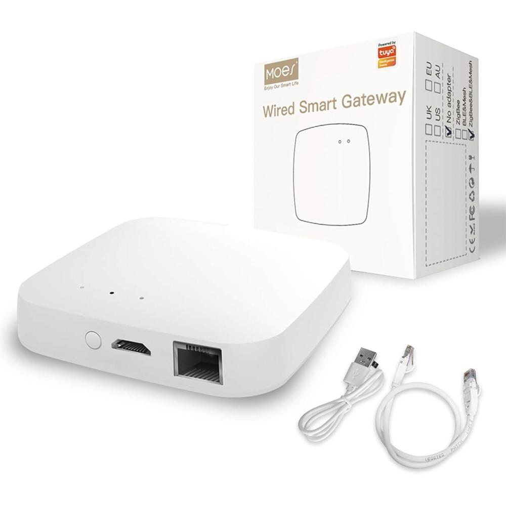 image:imageMOES ZigBee 30 amp Bluetooth amp Mesh Hub Only Support Tuya Device Work with Smart Life App Intelligent Bridge Wired Smart Home Gateway Voice Control via Alexa Google Home 24GHz WiFiZigbee WiFi BLE Hub