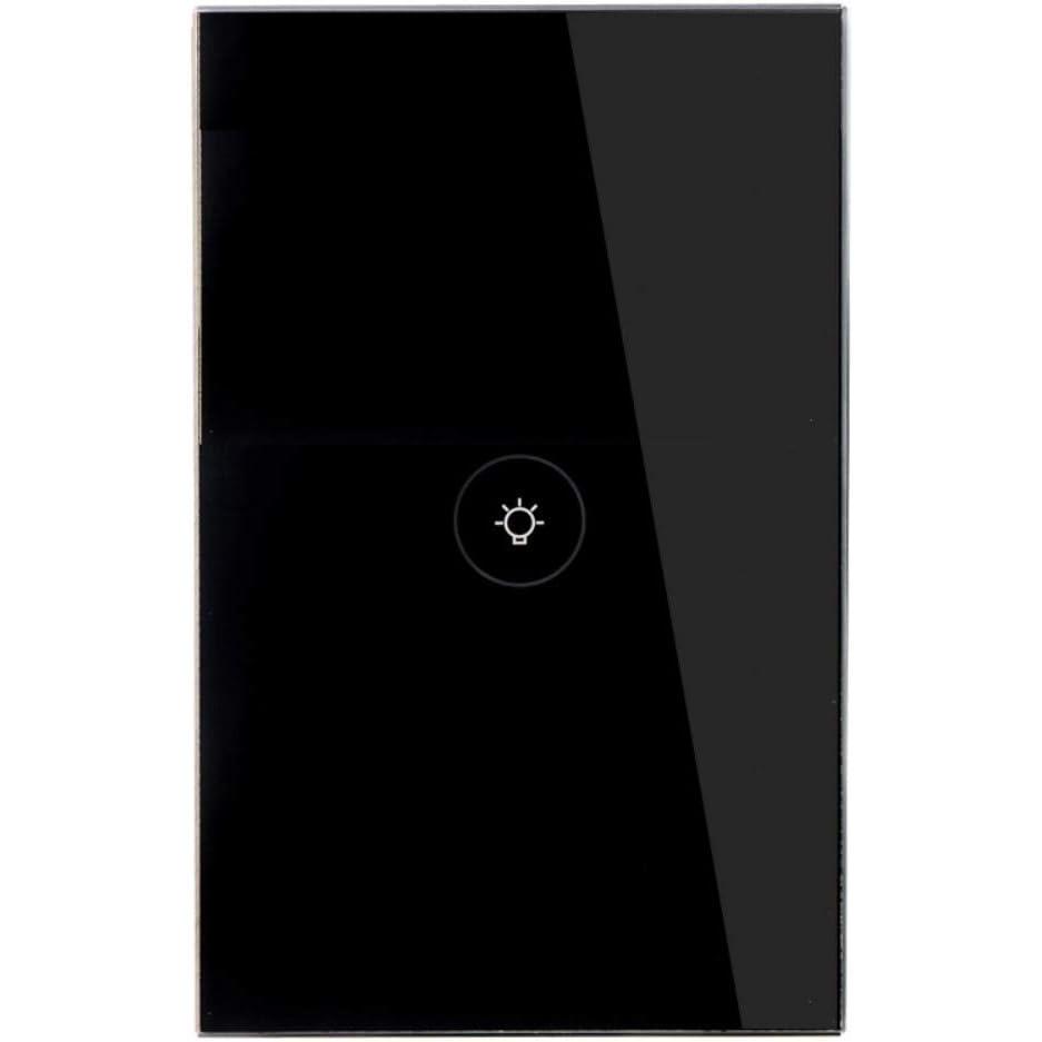 image:imageWiFi Smart Wall Touch Light Switch Glass Panel Wireless Remote Control by Mobile APP Anywhere Compatible with AlexaTiming Function No Hub Required Wall Switch 1 GangWall Switch 1 Gang Black