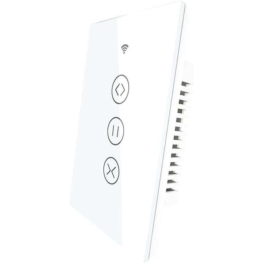 image:imageWiFi Smart Wall Touch Light Switch Glass Panel Wireless Remote Control by Mobile APP Anywhere Compatible with AlexaTiming Function No Hub Required Wall Switch 1 GangWhite Smart Curtain Switch