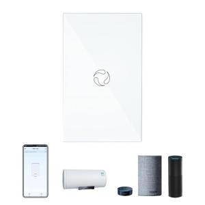 MOES 2.4GHz WiFi Wall Touch Smart Switch Neutral Wire Required, 3 Way Multi-Control, Glass Panel Light Switch Work with Smart Life/Tuya App, RF433 Remote Control, Alexa and Google Home White 2 Gang(White 20A Water Heater Switch)