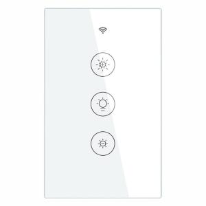 MOES 2.4GHz WiFi Wall Touch Smart Switch Neutral Wire Required, 3 Way Multi-Control, Glass Panel Light Switch Work with Smart Life/Tuya App, RF433 Remote Control, Alexa and Google Home White 2 Gang(White Dimmer)