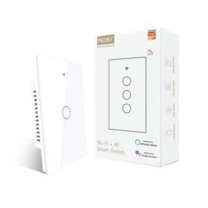 MOES 2.4GHz WiFi Wall Touch Smart Switch Neutral Wire Required, 3 Way Multi-Control, Glass Panel Light Switch Work with Smart Life/Tuya App, RF433 Remote Control, Alexa and Google Home White 2 Gang(1 Gang White (Neutral Wire Required))