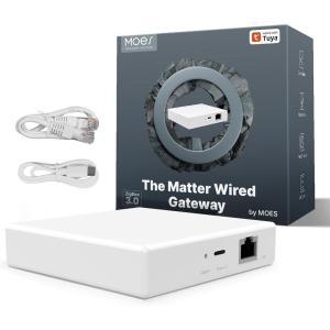 MOES Matter ZigBee Gateway, Smart Home Hub Wired Bridge, Support SmartThings, Homekit and Tuya, Require 2.4GHz WiFi