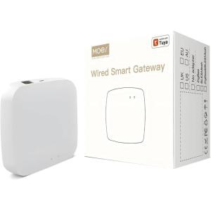 MOES ZigBee 3.0 & Bluetooth & Mesh Hub Only Support Tuya Device Work with Smart Life App, Intelligent Bridge Wired Smart Home Gateway Voice Control via Alexa, Google Home, 2.4GHz WiFi(Wired Zigbee Hub)
