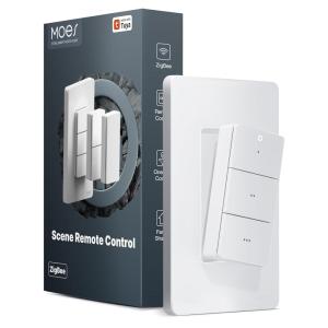 MOES ZigBee Smart Scene Switch, Wireless Remote Control for Smart Home – 3 Button 9-Action DIY Scene Controller, Magnetic Wall Mount or Handheld, 365-Day Battery, No Wiring Required