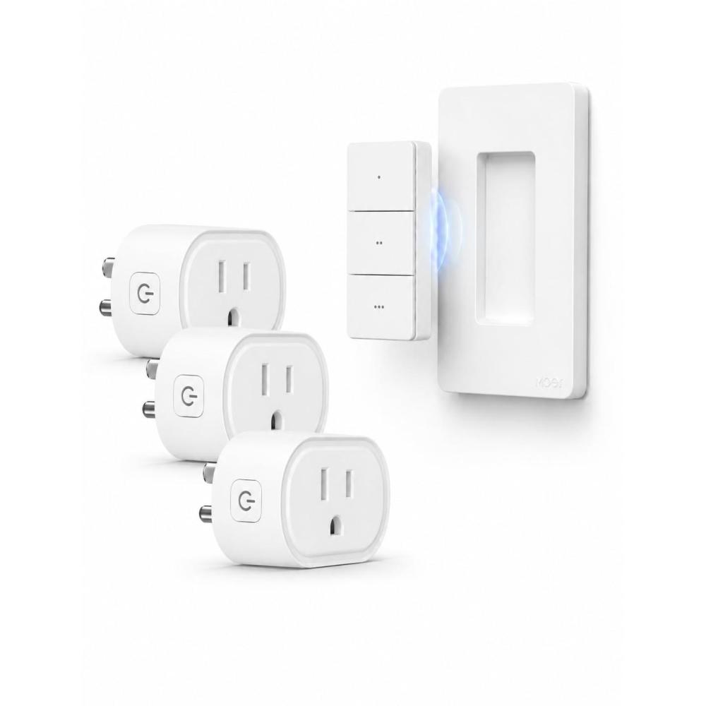 image:imageMOES Remote Control Outlet Switch Wireless Remote Switch No Wiring Needed 300 ft Open Range 15A 1600W Programmable On Off Outlet for Lights Lamps Fans Appliances 1 Outlet amp 1 Channel Switch3Channel Switch  3 Outlet
