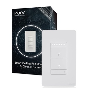 MOES Star Ring Smart Ceiling Fan Control and Dimmer Light Switch, 2.4GHz WiFi Smart Switch, 4-Speed & 1-100% Dimmable, Neutral Wire Required, Smart Life APP, Compatible with Alexa & Google Home